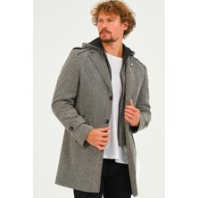 Dewberry PLT8401 Dewberry Erkek Palto-Diagonal Gri
