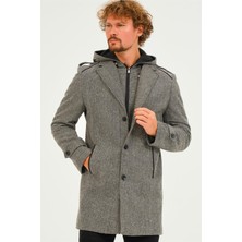 Dewberry PLT8401 Dewberry Erkek Palto-Diagonal Gri