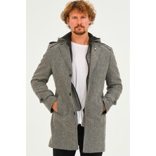 Dewberry PLT8401 Dewberry Erkek Palto-Diagonal Gri