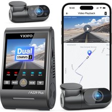 Viofo A229 Plus 3 Kameralı Ön-Iç-Arka 2K+2K+1080P Hdr Sony Starvis 2 Wifi Gps’li Araç Kamerası