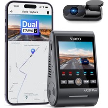 Viofo A229 Plus 2 Kameralı Ön+Arka 2k+2k Hdr Sony Starvis 2 Sensörlü Wi-Fi Gps'li Araç Kamerası