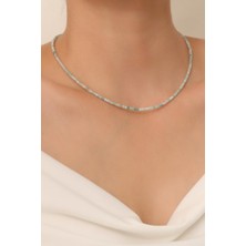 Dünya Doğal Taş Amazonit Taşı Kolye (925 Ayar Gümüş Aparatlı)