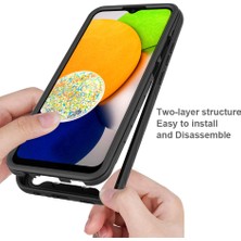 Seashell Digital Samsung Galaxy A03 (164.2 x 75.9 x 9.1mm) Için 3'ü 1 Arada Hibrit Telefon Kasası, Pet Ekran Koruyucu-Dark Mavi ile Tam Kaplama Çıkarılabilir Şok Emilim Telefon Kapağı (Yurt Dışından)