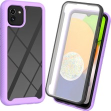 Seashell Digital Samsung Galaxy A03 (164.2 x 75.9 x 9.1mm) Için 3'ü 1 Arada Hibrit Telefon Kasası, Pet Ekran Koruyucu-Mor ile Tam Kaplama Çıkarılabilir Şok Emme Telefon Kapağı (Yurt Dışından)