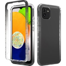 Seashell Digital Samsung Galaxy A03 Için (166.5 x 75.98 x 9.14MM) Yumuşak Tpu+Sert Pc Şok Geçirmez Kasa Şeffaf Gradyan Renk Telefonu Kapak Sınıfı Siyah (Yurt Dışından)