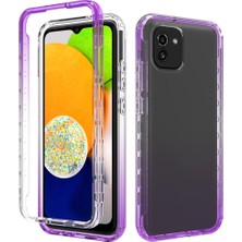 Seashell Digital Samsung Galaxy A03 (166.5 x 75.98 x 9.14MM) Yumuşak Tpu+Sert Pc Şok Geçirmez Kasa Şeffaf Gradyan Renk Telefonu Kapak Sınıflandırıcı Mor (Yurt Dışından)