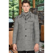 Dewberry PLT8335 Dewberry Erkek Palto-Düz Ekose Gri