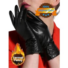 Tezzgelsin Kadın Deri Su ve Rüzgar Geçirmez Soğuğa Dayanıklı Termal Eldiven