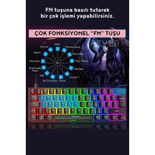 Rever Red Switch Mekanik Mini 62 Tuşlu 19 Mod LED Işıklı Gaming Oyuncu Klavyesi Klavye T60 Red Switch