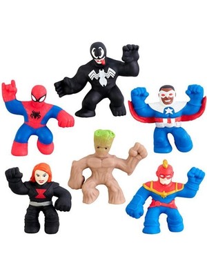 Goojitzu Marvel Mini 6li GJM07000, Örümcek Adam Venom Kaptan Marvel Groot Kaptan Amerika Black Widow Paket Figür Oyuncak