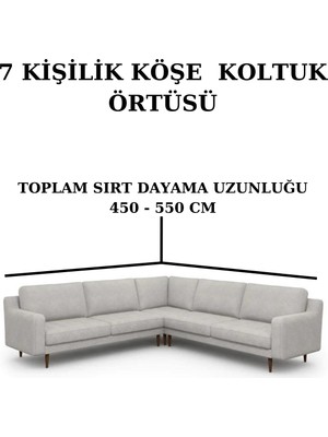 Uytm Bürümcük Eteksiz L Köşe Koltuk Örtüsü. 7 Kişilik, Esnek, Köşe Koltuk Kılıfı. Toplam Uzunluk 550CM