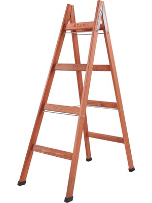 4 BASAMAKLI ÇİFT ÇIKIŞLI AHŞAP MERDİVEN (YÜKSEKLİK 1.40 MT)