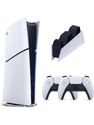Sony Playstation 5 Slim 1 TB İthalatçı Garantili + 2.Dualsense + Şarj İstasyonu Dijital