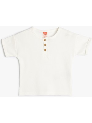 Koton Tişört Ribanalı Kısa Kollu Bisiklet Yaka Pamuklu