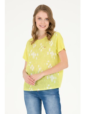 U.S. Polo Assn. Kadın Neon Sarı Bisiklet Yaka Tişört 50263590-VR168