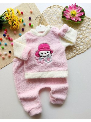 Bebeloji Baby Hello Kitty Kız Bebek Kışlık Polar Takım Welsoft 2li Kalın Eşofman Takımı