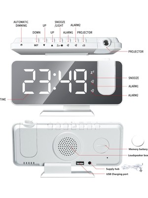 Faith LED Dijital Akıllı Çalar Saat 180° Uyandırma Fonksiyonlu Zaman Beyaz (Yurt Dışından)