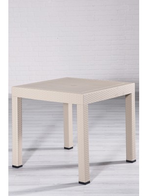 Sandalie Rattan 80X80 Camsız Cappucino Masa - Bahçe&balkon&teras