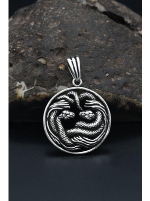 Prestige Gümüş Yılan Figürlü Kolye Ucu 925 Ayar Gümüş