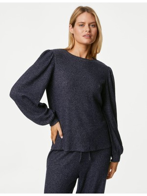 Marks & Spencer Regular Fit Uzun Kollu Waffle Pijama Üstü