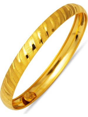 Bilezikci Sıra Kalem Işlemeli Altın Çocuk Bilezik