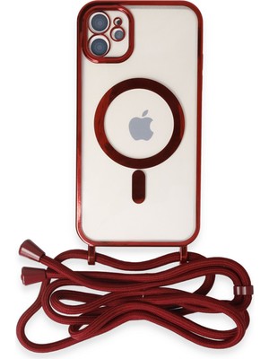 Eyl Techno  iPhone 11 Kılıf Boyun ve Omuz Ip Askılı Kablosuz Şarj Uyumlu 1.kalite - Kırmızı