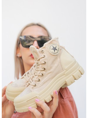Guja Diess Natural Pamuk Dokulu Ithal Kadın Sneaker Bot G093