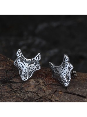 NorthShore Odin Fenrir Kurt Nordik Çivi Model Iskandinav 316L Çelik Erkek Küpe