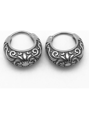 NorthShore Vintage Butik Desenli Damla Geçirmeli Halka 316L Çelik Erkek Küpe