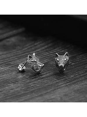 NorthShore Odin Fenrir Iskandinav Kurt Çivi Model Nordik 316L Çelik Unisex Küpe