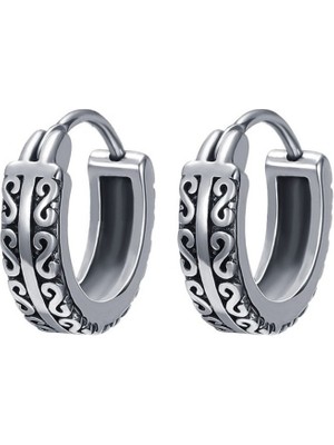 NorthShore Tribal Desenli Halka Geçirmeli 316L Erkek Çelik Küpe