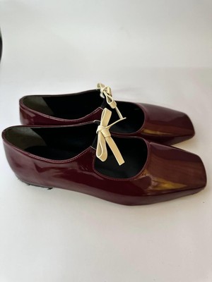 Dicle Polat Shoes Bowin Bordo Küt Burun Kurdale Detaylı Kadın Babet