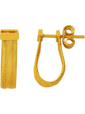 Bilezikci 22 Ayar 3 Sıra Trabzon Hasır Altın Küpe