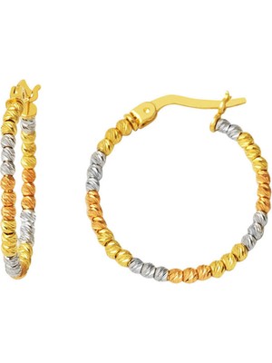 Bilezikci 14 Ayar Renkli Dorika Toplu Halka Küpe 2 Cm.