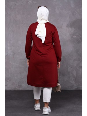 Kadın Büyük Beden İki İplik Penye Uzun Tesettür Tunik