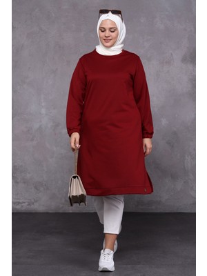 Kadın Büyük Beden İki İplik Penye Uzun Tesettür Tunik