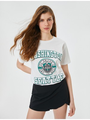 Koton Baskılı Tişört Kısa Kollu Bisiklet Yaka Pamuklu