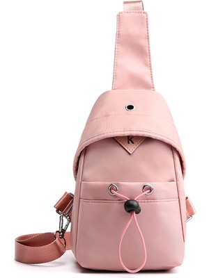 Luoxg Pembe Özelleştirilmiş Moda Kadın Rahat Spor Naylon Kese Bir Omuz Crossbody Göğüs Çantası (Yurt Dışından)