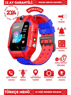 My Watch LBS Konumlu Akıllı Çocuk Takip Saati Sim Kartlı Arama, Kameralı, Gizli Dinleme Özellikli Q19 - Kırmızı