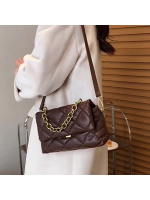 Luoxg Kahverengi Sıcak Satış Yeni Moda Eşkenar Dörtgen Retro Doku Batı Omuz Küçük Kare Çanta Tarzı Crossbody Çanta (Yurt Dışından)