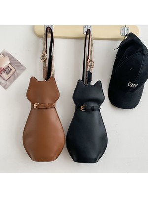 Luoxg Gri 16*30*4 cm Jowyar Karikatür Kedi Şekli Kadın Küçük Crossbody Çanta Çanta Moda Çanta Yaz Seyahat Çantası Kadın (Yurt Dışından)