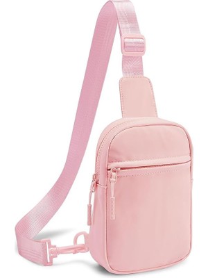 Luoxg Pembe Naylon Su Geçirmez Erkek Kadın Unisex Çapraz Vücut Fanny Paketi Tek Omuz Çantası Crossbody Göğüs Çanta Seyahat Göğüs Kese Çanta (Yurt Dışından)