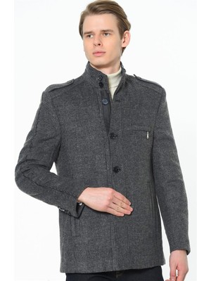 Dewberry PLT8378 Dewberry Erkek Palto-Açık Desenli Antrasit
