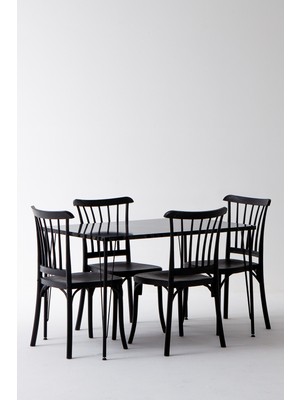 Sandalie Nero Siyah Masa 75X110 cm Violet Siyah Sandalye Mutfak Masa Takımı