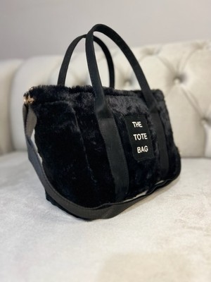 The Tote Bag Baskılı Peluş Kadın Kol ve Omuz Çantası