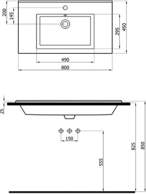 Newarc Silver Slim Lavabo 80 cm 501080