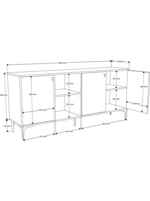 Mezza 1680 Vision Modern Konsol 180 Cm Hat - Kaplan Rengi