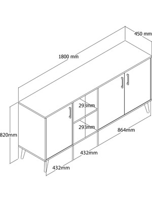 Mezza Exxen Ahşap Ayaklı Modern Konsol 1620