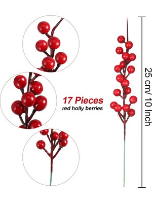 Decisive 60 Adet Yapay Kırmızı Meyveler Sahte Çiçekler Meyve Berry Kaynaklanıyor El Sanatları Çiçek Buketi Düğün Için Yılbaşı Ağacı Dekorasyon (Yurt Dışından)