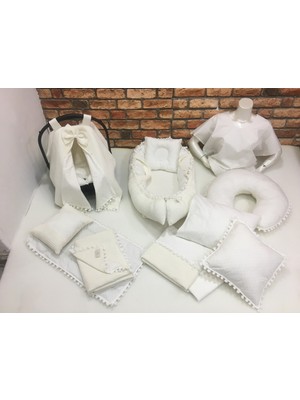 Buse Baby Home Krem Çok Amaçlı Babynest , Puset Örtüsü ve Minderi , Alt Açma ve Battaniye, Nevresim Takımı 15'li Set